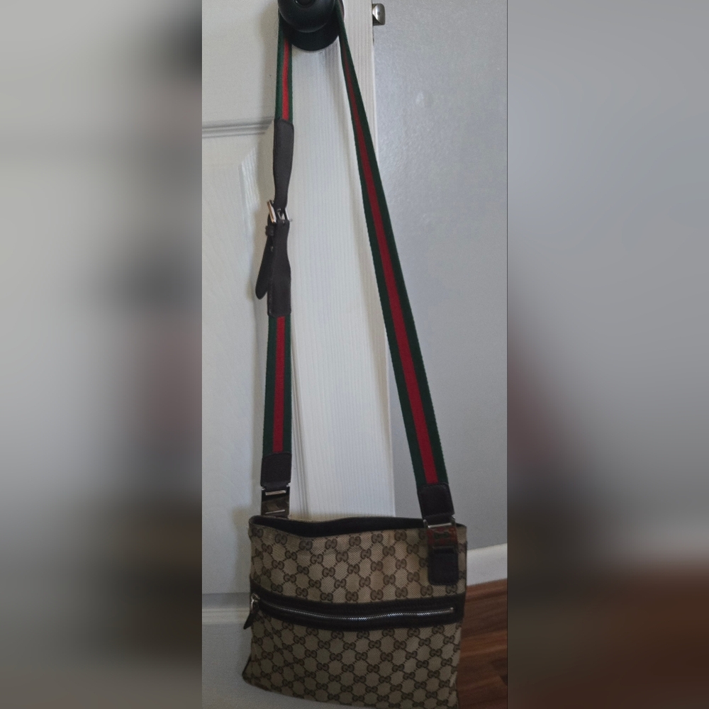Gucci GG Supreme Monogram Crossbody Bag with Web Strap